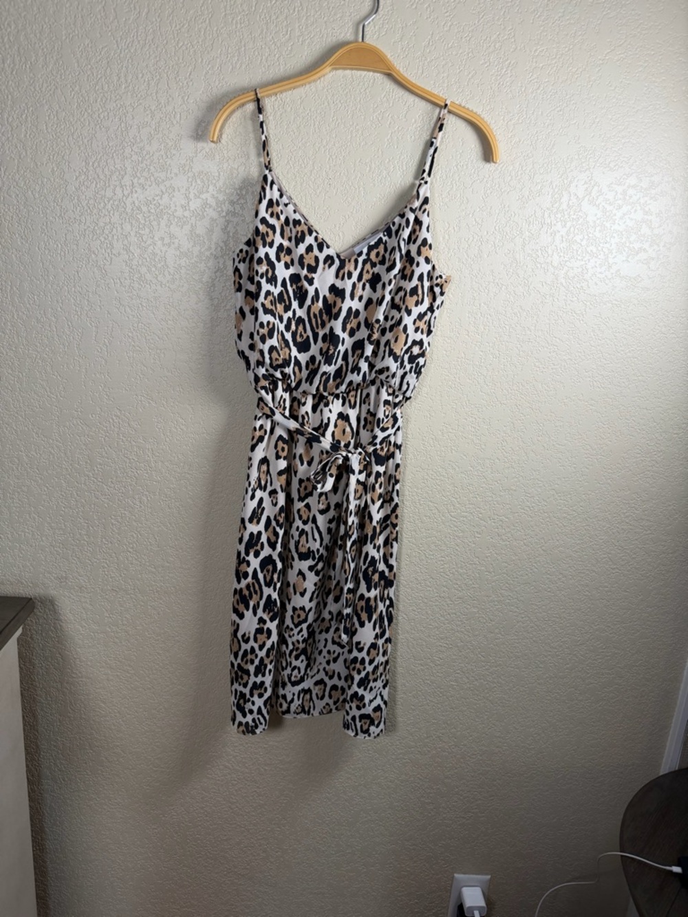 Socialite Leopard Print Midi Dress - White, Tan, Black
